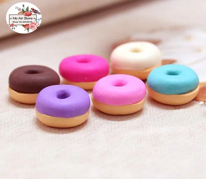 10 шт. глина смешанных цветов пончик с плоской задней стороной кабошон