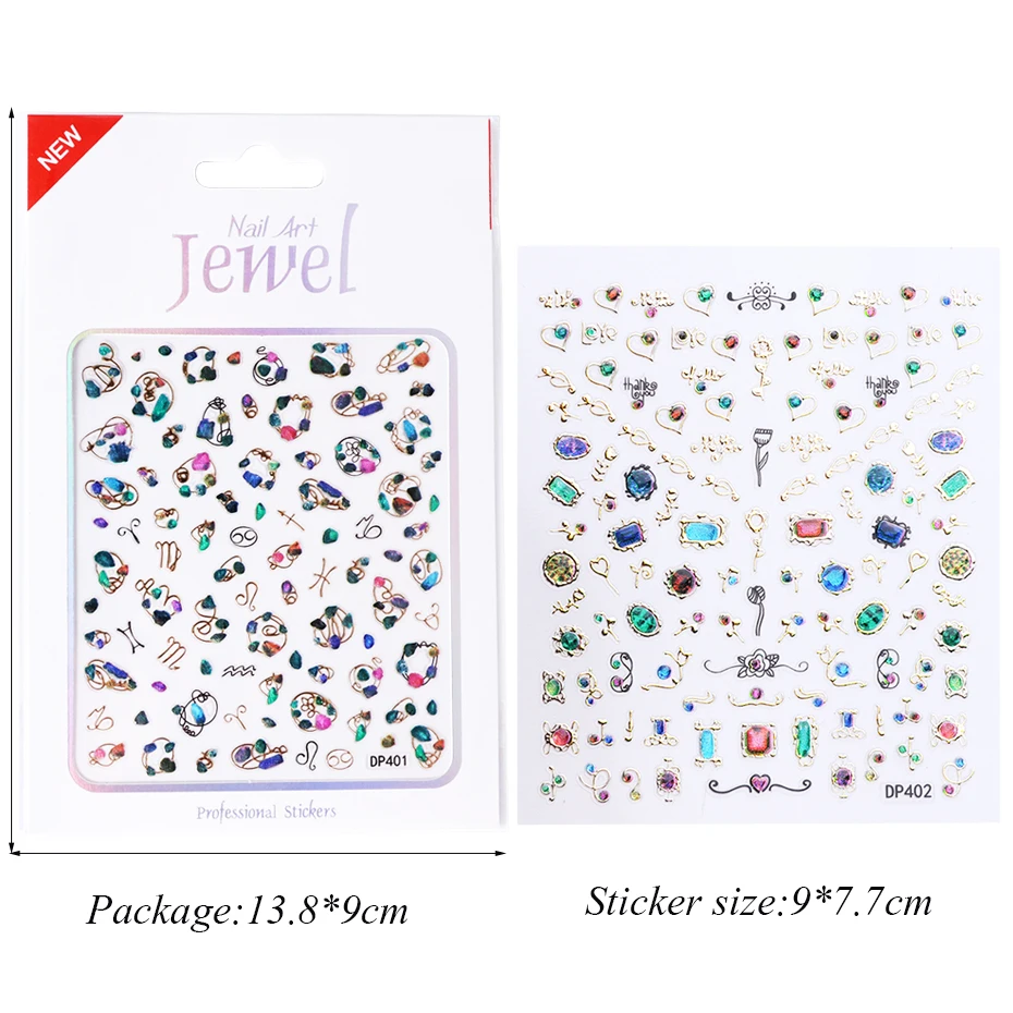 Красочные ювелирные украшения наклейки для ногтей многосерия 3D красивый дизайн