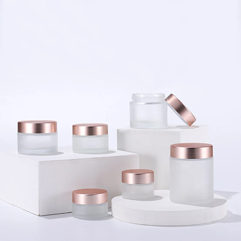 

5g 10g 15g 30g 50g 100g Frosted Glass Jars Empty Cosmetic Cream Jar Containers With Golden Lid For Face Cream Eye Shadow