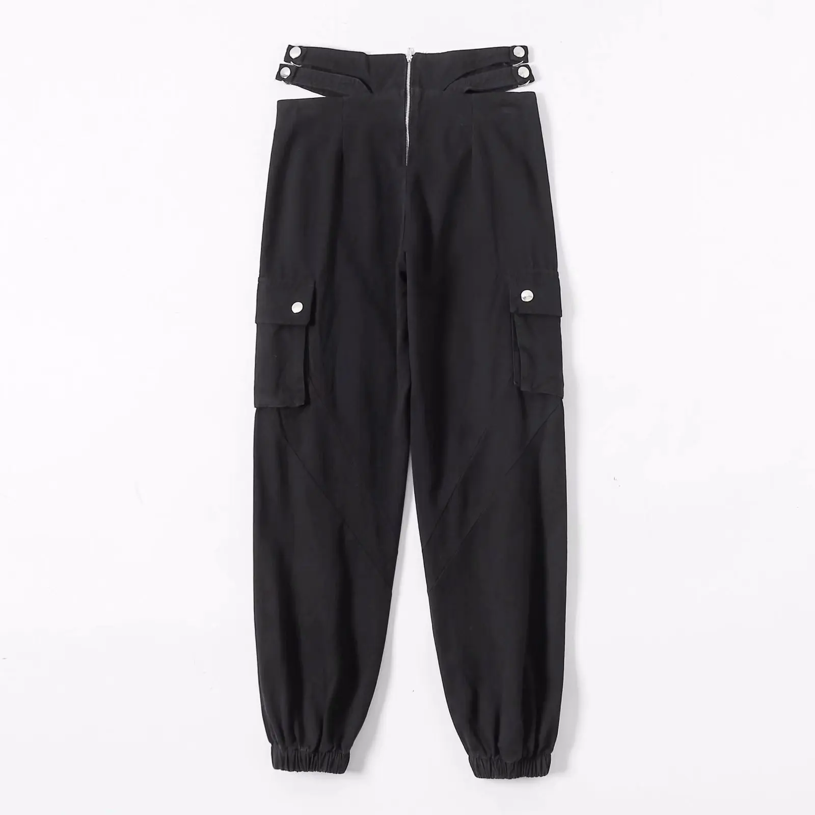 

Harem Pants with Pockets Army Green Jogger Pants Overalls Girls Loose Cute Long Trousers Women Streetwear High Waist Hollow Out
