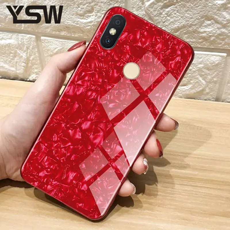 YSW для Xiaomi Redmi Y2 Индия чехол мягкий TPU край блестящее закаленное стекло задняя