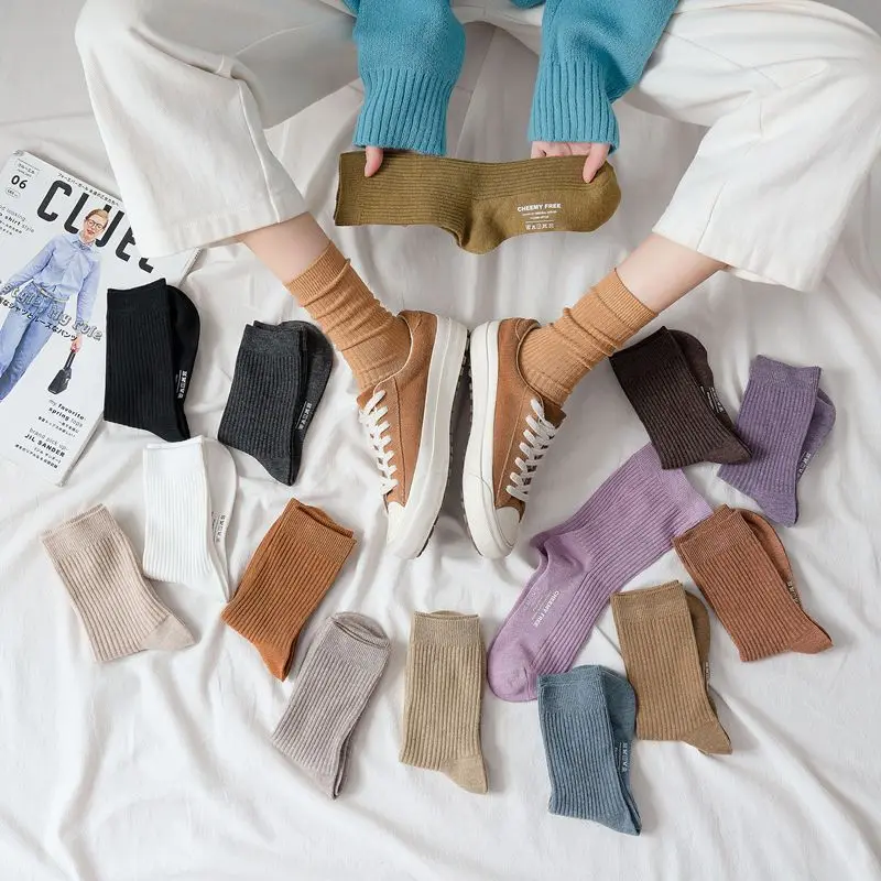 

Long Socks Women 2020 Autumn New Women Fashion Cotton Socks Female Wild Deodorant Brief Elastic Breathable Motion Socks Casual