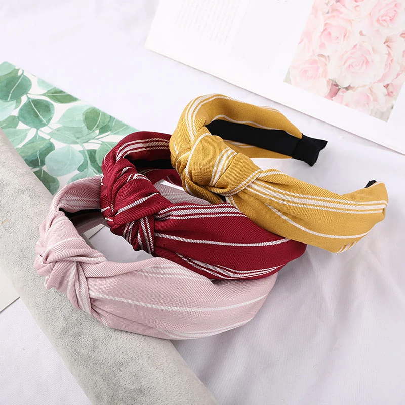 Women Cross Knotted Wide Headband Solid Color Striped Head Hoop Sport Yoga Stretch Twist Wrap Turban Girls Hair Accessories |