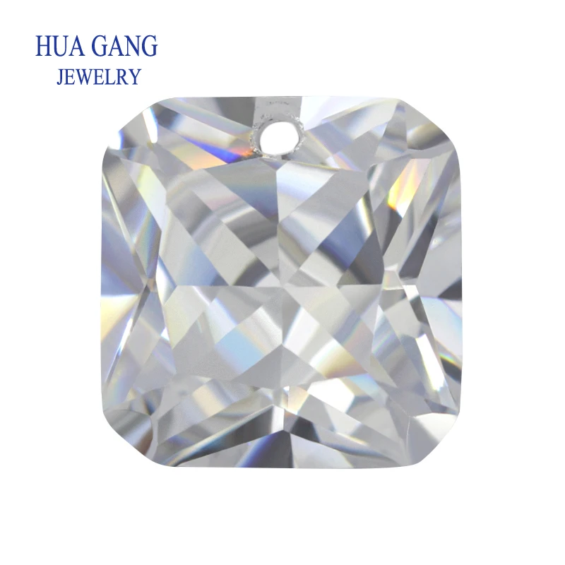 

White Loose CZ Stones Beads Gem With Hole AAAAA Square Shape Cubic Zirconia Stone For Jewerly Making 4x4~12x12 High Quality
