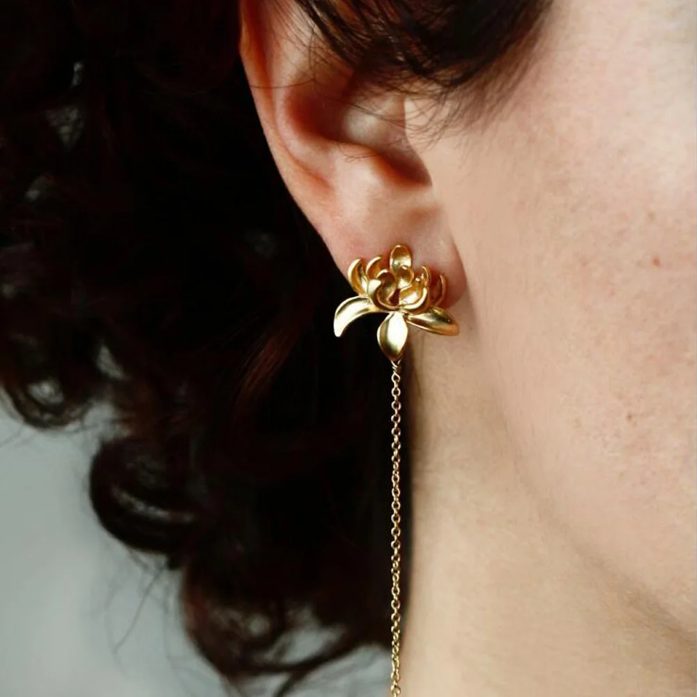 ALYXUY новые модные Висячие серьги-гвоздики с кисточками в форме цветка лотоса