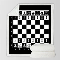 3d black and white chess board blankets for beds plush bedspreads games bedding squares teen boys soft sherpa blanket on sofa