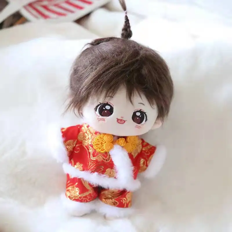

tiger new year Cute Overall Fruit Kawaii 20CM Plush Clothes Panda Cotton Doll Set Kpop Tang suit clothes Christmas gift