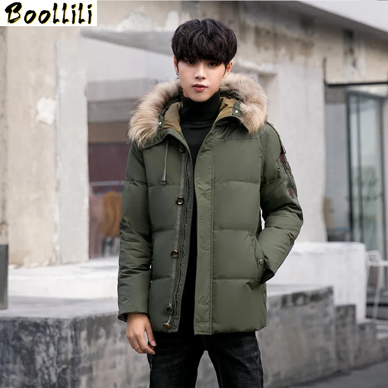 Winter Boollili 2023 Coat Duck Down Jacket Men Hooded Thick Puffer Jacket Men Fur Collar Warm Parkas Down Jackets