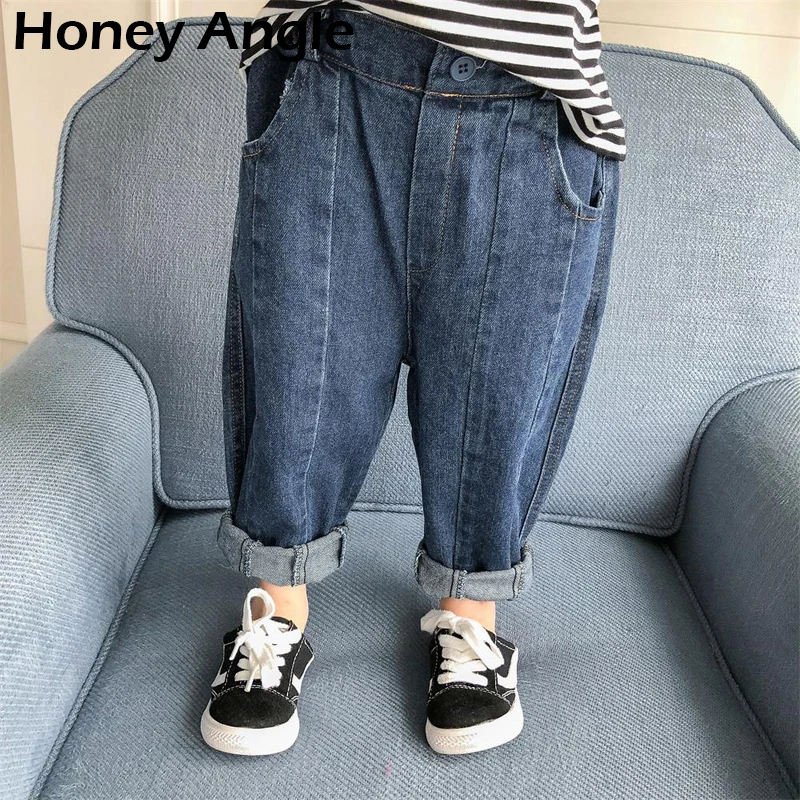 Демисезонные детские джинсы для девочек и мальчиков Повседневные брюки в