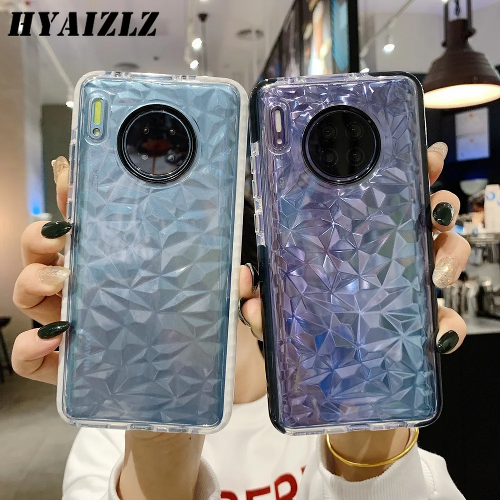 

Glossy Rhombus Case for Huawei P40 Mate 30 P30 Plus Pro P20 Lite Nova 6 5i Soft Transparent Cover Full-Body Rugged Bumper Capa
