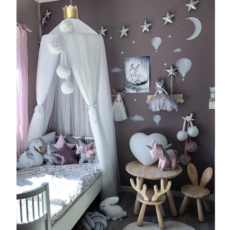 

Nordic INS Baby Crib Mosquito Net Canopy Tent Crown Head Tulle Dome Hung Children's Room Decoration Cot Curtains Netting