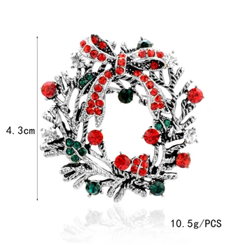 silver wreath Donarsei/Милая Рождественская брошь с героями мультфильмов для женщин и девочек; ботинки с оленями, снеговиком, деревом, Санта-Клаусом; ботинки с значками; вечерние подарки - Окраска металла: silver wreath