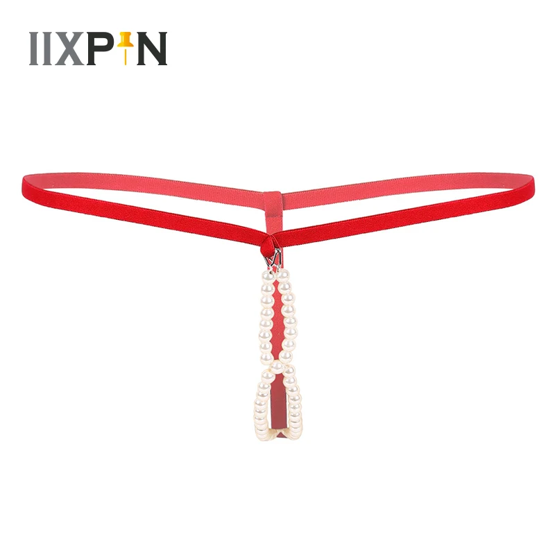 Мужское нижнее белье стринги искусственные с жемчугом для мужчин s Sissy трусы
