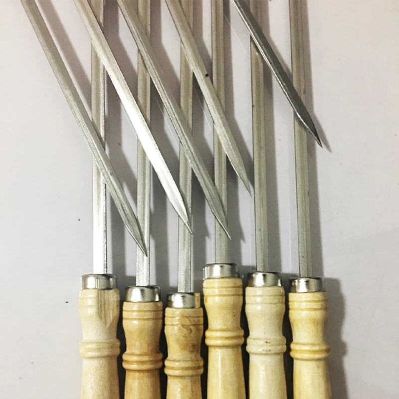 10 шт. 40 см плоский шампур для Нержавеющая сталь жарки и барбекю иглы гриль вилка
