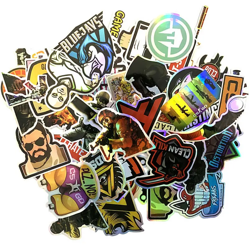 Мультяшные водонепроницаемые наклейки CS GO из ПВХ для мотоцикла скейтборда