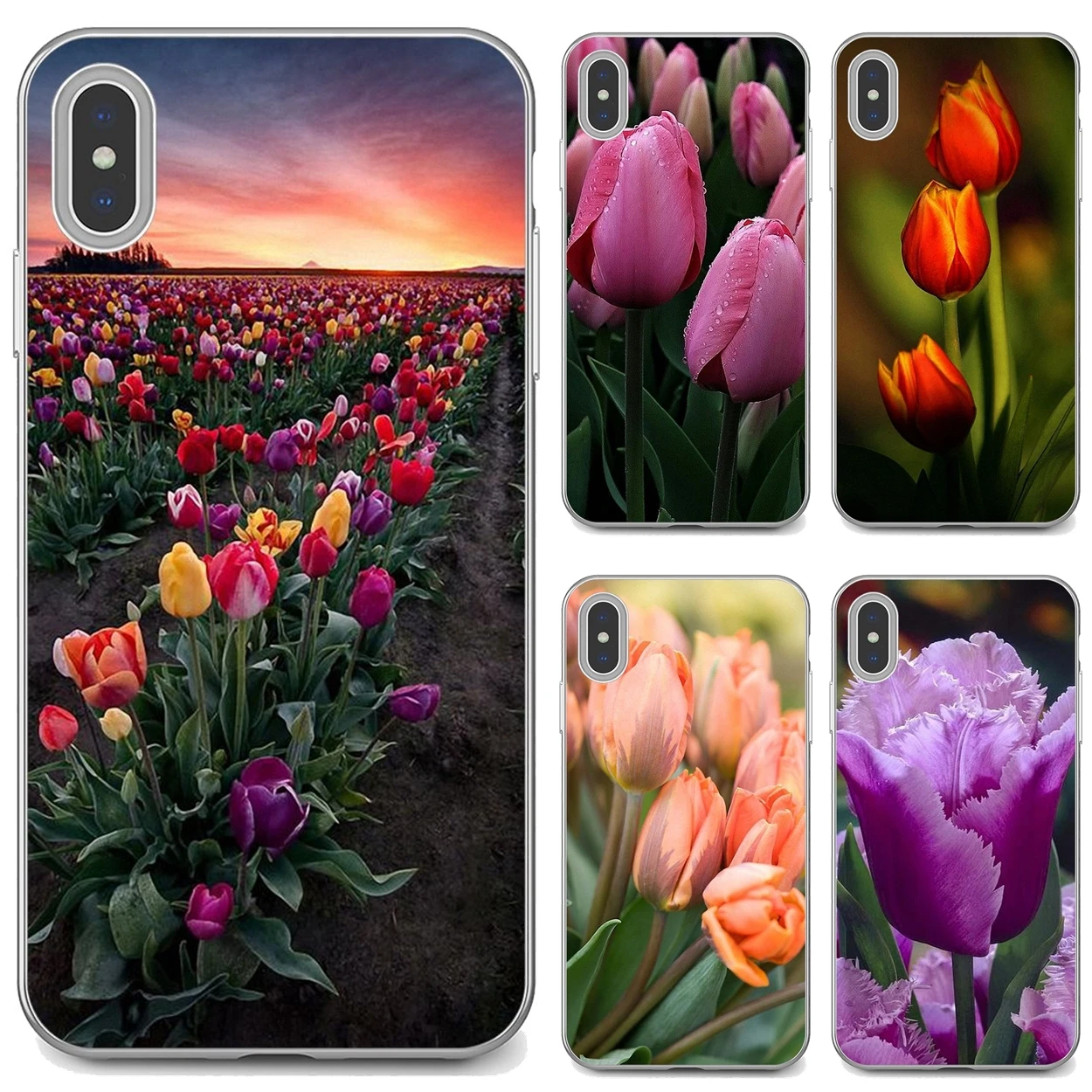 

Red-Blue-Spring-Tulips-flower-field For Apple iPhone 10 11 12 Pro Mini 4S 5S SE 5C 6 6S 7 8 X XR XS Plus Max 2020 Phone Covers