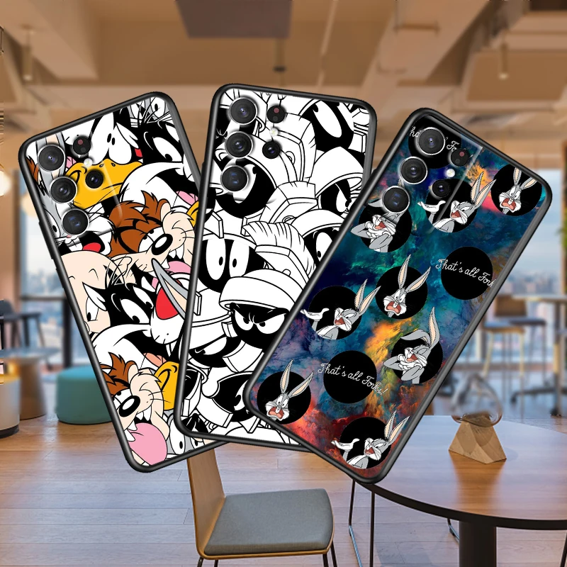 

Cartoon Bug-Bunnys For Samsung Galaxy S10 S10E S9 S8 S7 S6 S22 S21 S20 FE Ultra Pro Lite Edge Plus 5G Black Phone Case