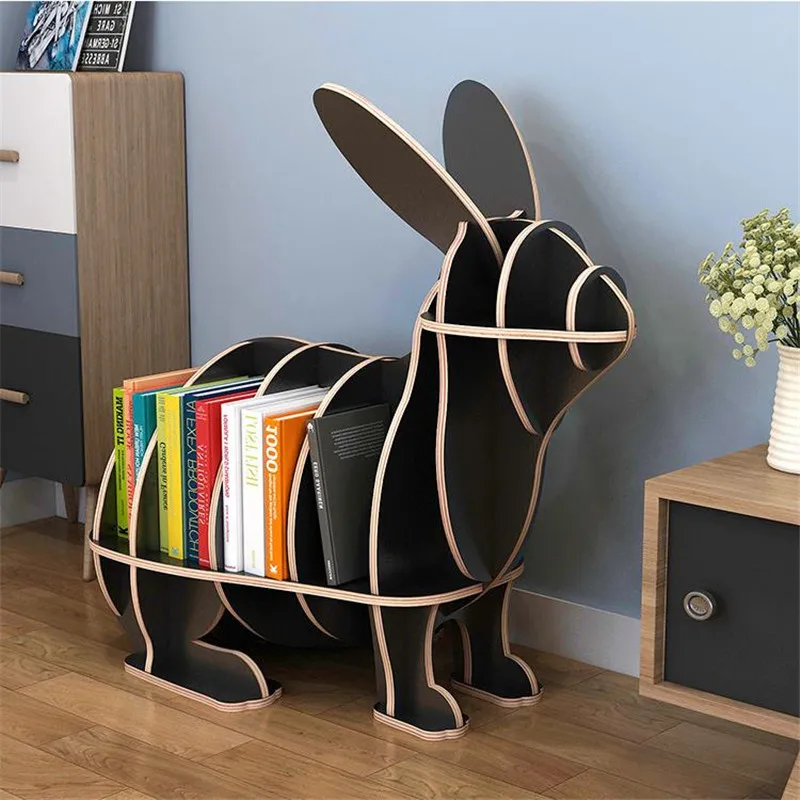 [HHT] креативная детская книжная полка из твердой древесины скульптура кролика