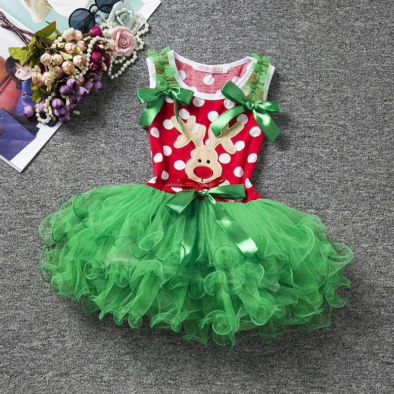 4 Antler Headband Christmas Dress Girls Deer Santa Sled Snow Gift Dress for Girl Xmas Print Children Wedding Party Dress 6m-5Y - Цвет: 4