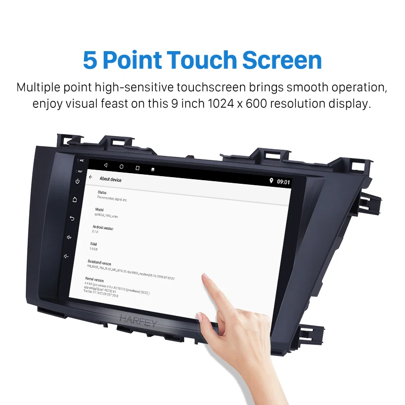 Автомобильный мультимедийный плеер Harfey Android 10 0 GPS радио для Mazda 5 2009 2010 2011 2012 9 &quot 2Din