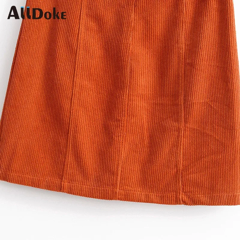 

Alldoke Women Black Corduroy Mini Skirt Casual Sashes A-line High Waist Skirts Autumn Winter Vintage Skirt Faldas Mujer Moda