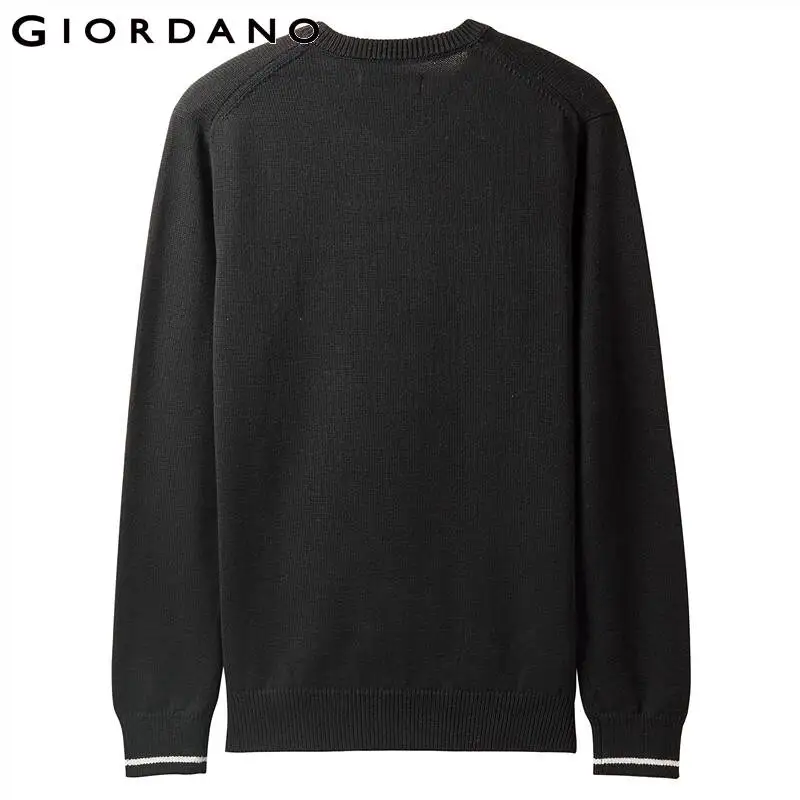 Мужской толстый свитер Giordano хлопковый пуловер с длинным рукавом и круглым