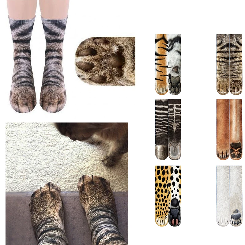 Мужские хлопковые забавные женские носки с принтом животных милые повседневные