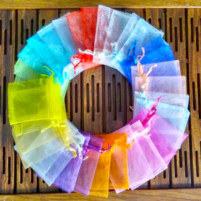Random mix colors 500 шт./лот,, сумки из органзы 7x9 9x12 10x15 13x18 см, Свадебная Упаковка, Подарочная сумка, вечерние украшения, Сумка из органзы для украшений - Цвет: Random mix colors