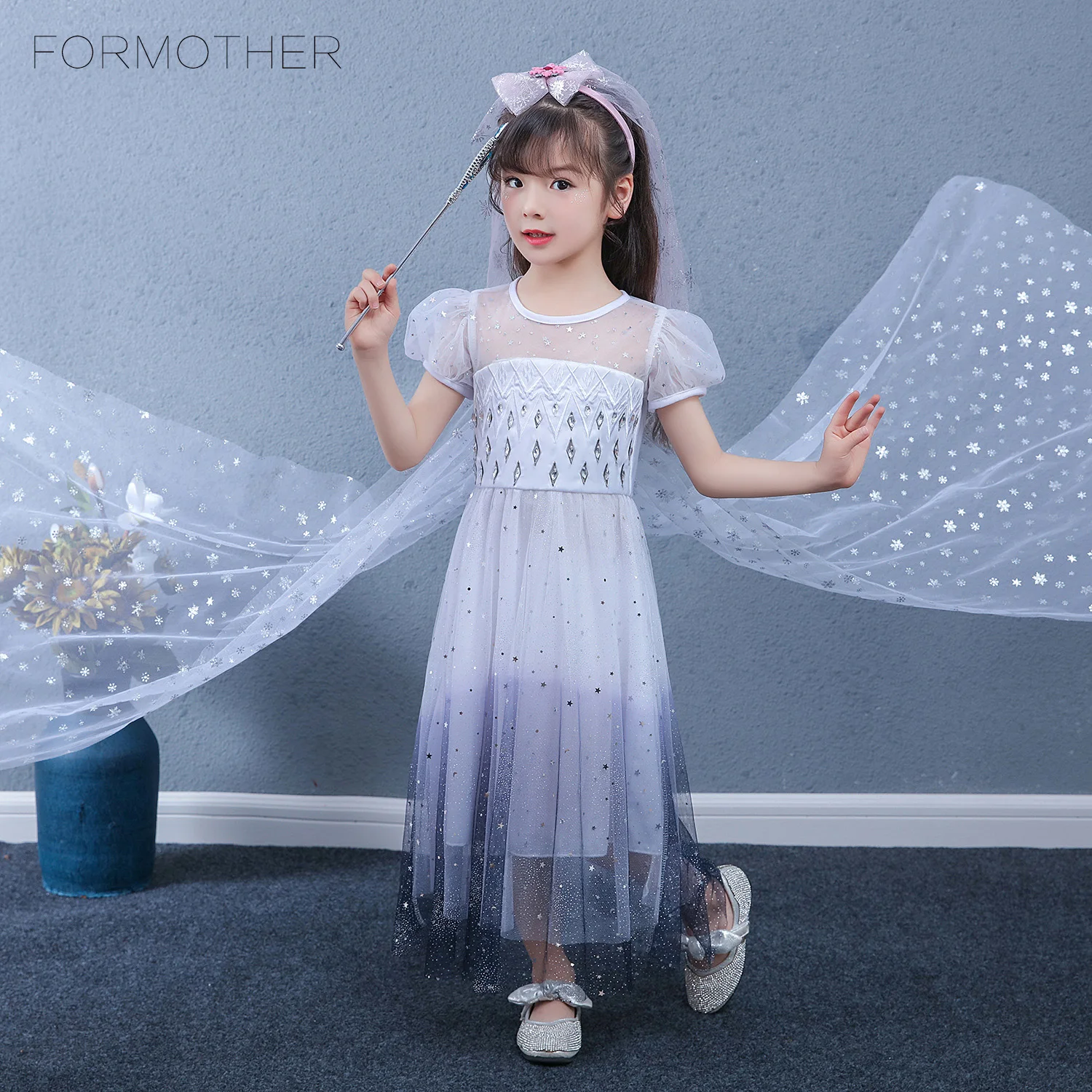 

2021 Spring And Autumn Girls Dress Princess Dress Girls Long Sleeve Party Children'S Clothing Tulle Princess Dress Holiday Party