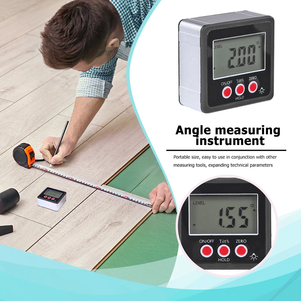 

Horizontal Angle Meter Digital Protractor Inclinometer Electronic Level Box Magnetic Base Measuring Tools Black