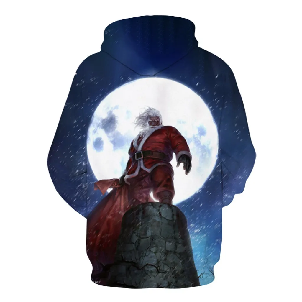 Feitong/мужские Рождественские толстовки с капюшоном; толстовка; сезон осень-зима; повседневная одежда с 3D принтом Санта-Клауса; забавные толстовки с длинными рукавами; топы