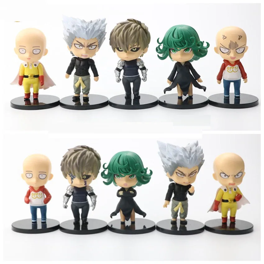 5Pcs/Set Anime One-Punch Man Saitama Genos Garou Q Version PVC Action Figure Toys One Punch Figurine Model Doll Kids Gifts - купить по
