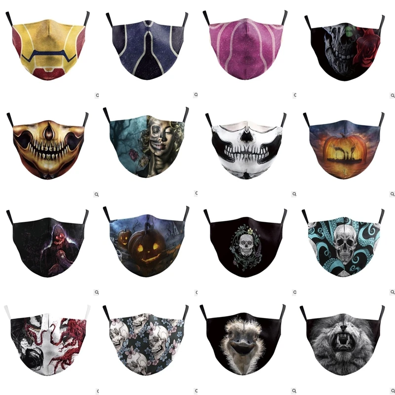 

1pcs Unicorn Adult Cotton Mask Mickeya Skull Sonic Mouth Mask PM2.5 Anti Haze dust-proof Washable Reusable Face Masks 3D Print