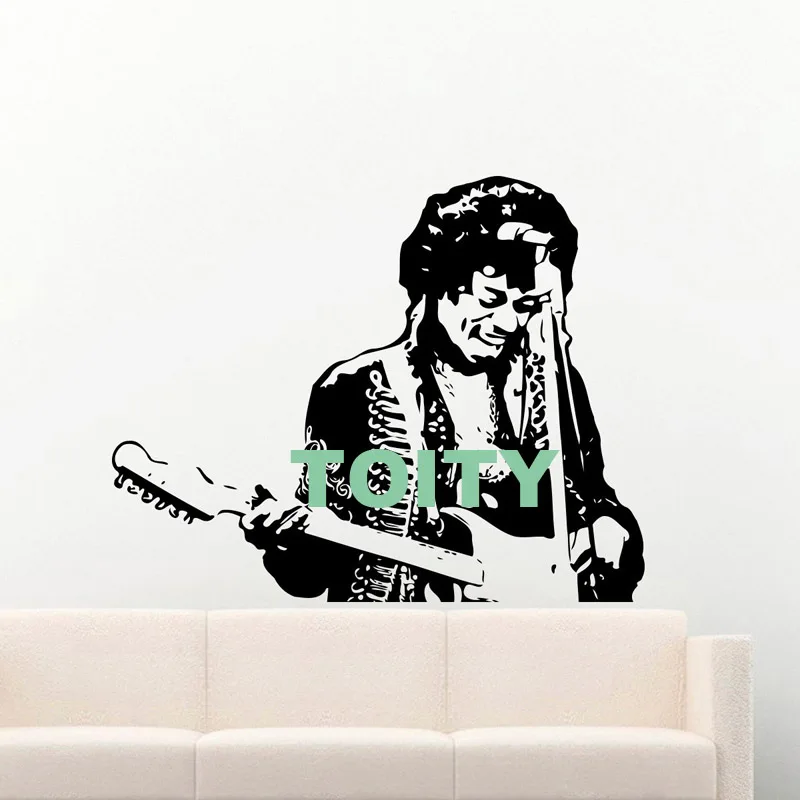H57cm x W71cm JIMMY HENDRIX музыка поп звезда винил стены Искусство комната, наклейка на дверь окна трафареты роспись Декор - Цвет: H57cm x W71cm