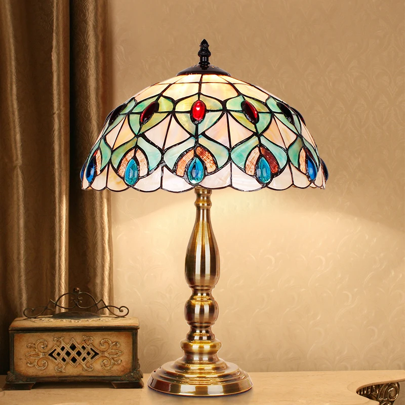 Tiffany naturl shell Table Lamp Classic European Baroque bedroom Bedside E27 110-240V | Лампы и освещение