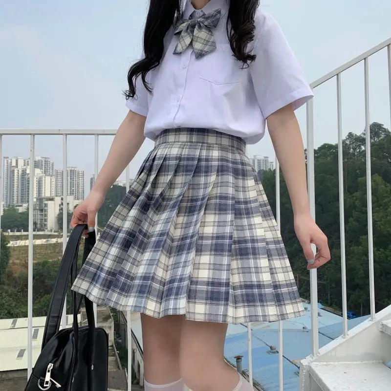 Японский колледж JK Униформа юбка клетчатая плиссированная дикая Милая Свободная