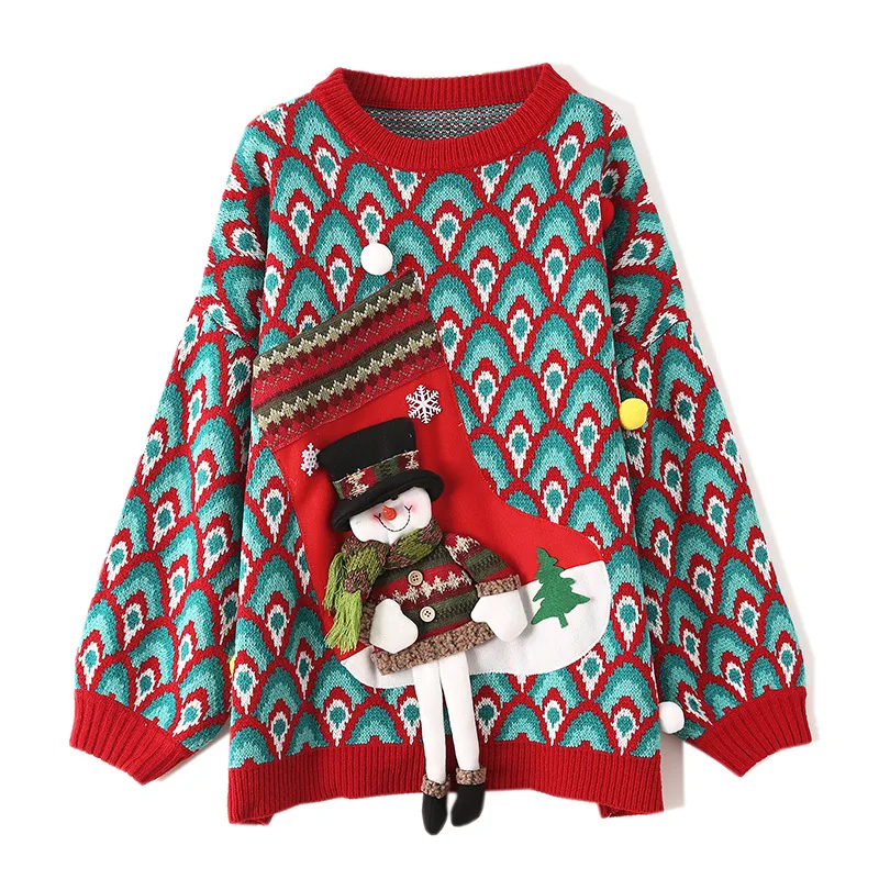 Уродливый Рождественский свитер Женская рождественская одежда в клетку с