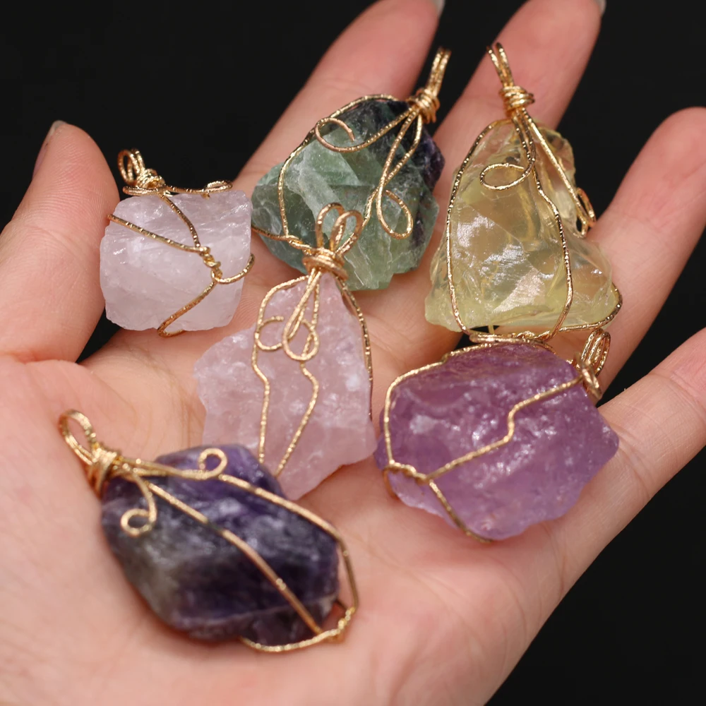 

Natural Semi-precious Stone Pendant Irregular Crystal Bud 20x30-30x35mm for Jewelry Making Necklaces Accessories Gift