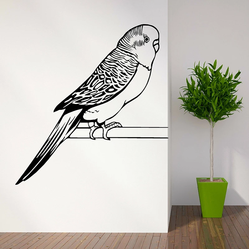 

Cartoon Parakeet Bird Pet Animal Wall Sticker Entryway Living Room Nature Parakeet Animal Bird Branch Wall Decal Kids Room Vinyl