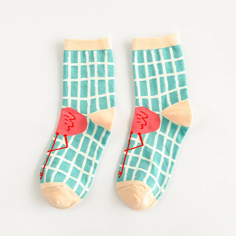 Забавные мягкие модные хлопковые носки в стиле Харадзюку с птицами мультяшными