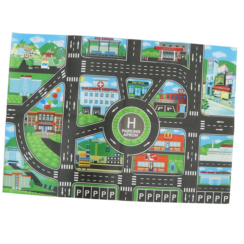 Дорожный игровой коврик с городским движением автомобильный дорожный Детский