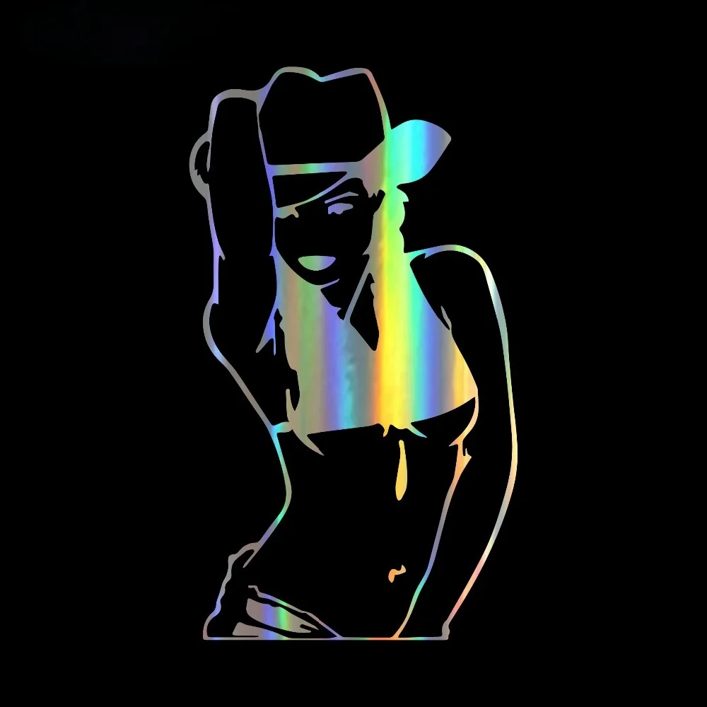

Hot SellSexy Cowgirl Decal New Style Colorful Car Sticker Vinyl Car-Styling Reflective Car Accessories 15x9cm