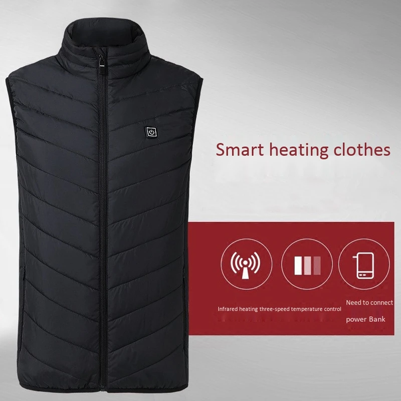 

Electric Heated Vest Winter Warm Waistcoat Heating Vest USB Charging Heated Coat Thermal Vest with Pocket