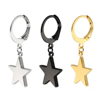 korean jewelry star fashion drop earrings round hoop dangle earrings stainless steel huggie hoop earrings for men women