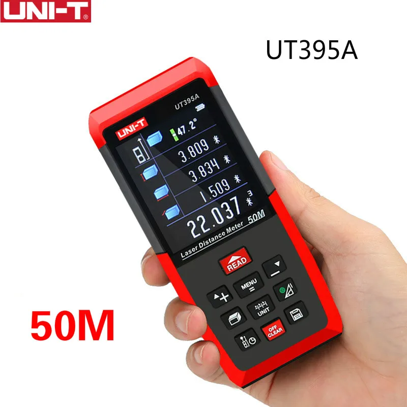 UNI T лазерный дальномер UT395A UT395B UT395C профессиональная цифровая рулетка 100 длиной 50