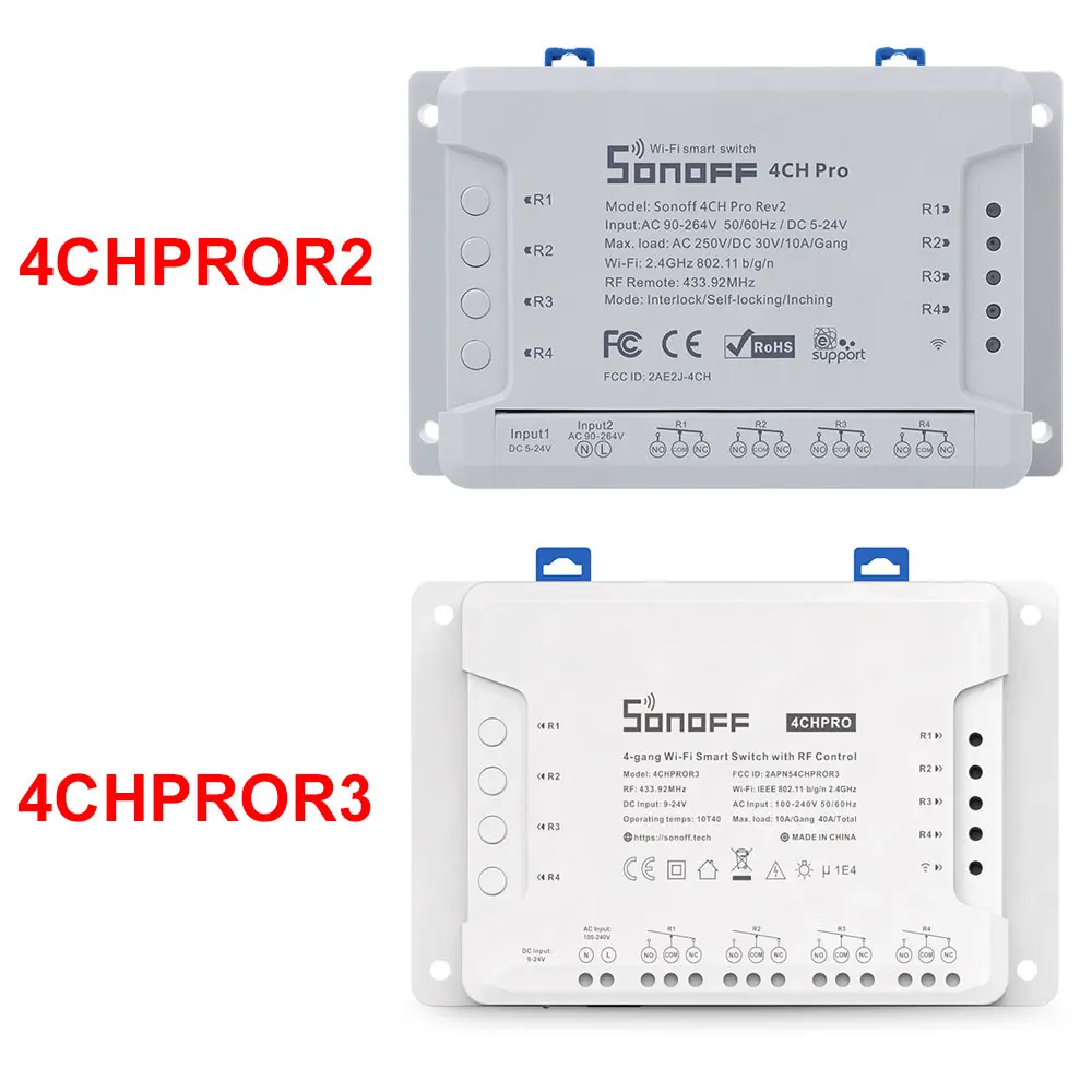 Sonoff 4CH Pro R2 10A/Gang 4 канала Wifi умный переключатель 433 мгц радиочастотный пульт