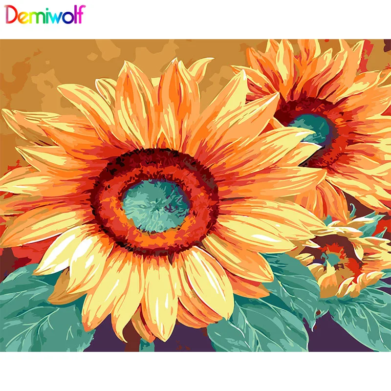 Подсолнечника цифровая картина по номерам Picturest цветы на холсте для взрослых и
