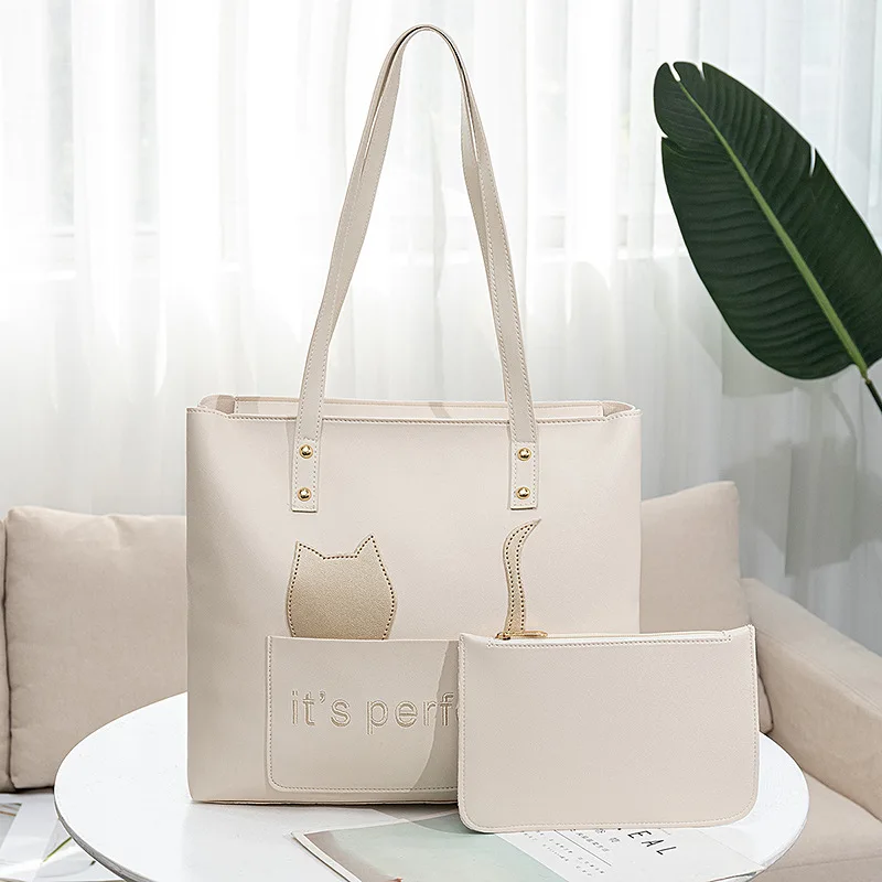 Fashion Letter Women Handbag Casual Travel Shoulder Bag High Capacity Leather Shopping Totes Bag Phone Tablet Cosmetic Organizer