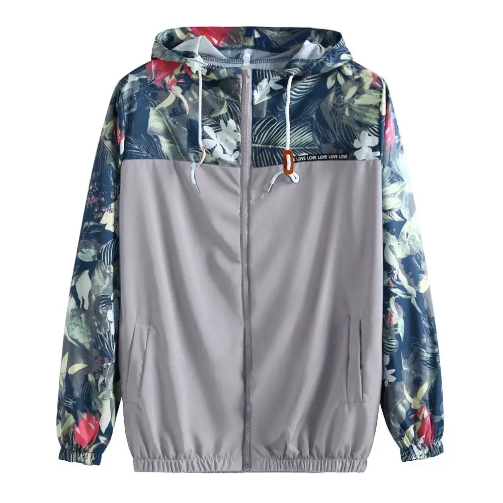Женская куртка с капюшоном Повседневная легкая толстовка на молнии принтом