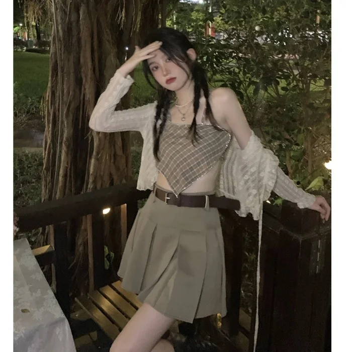 Лидер продаж модный костюм для девочек Летний милый короткий жилет на бретелях